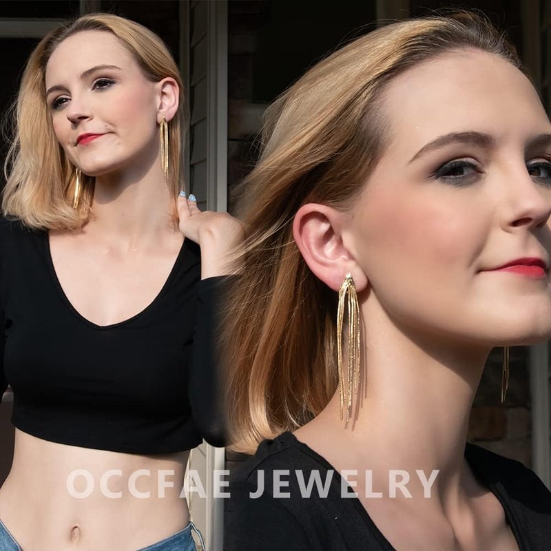 OCCFAE Store Metal Clip On Earrings for Women Non Pierced Dangle Drop Earrings Multiple Styles - Image 3